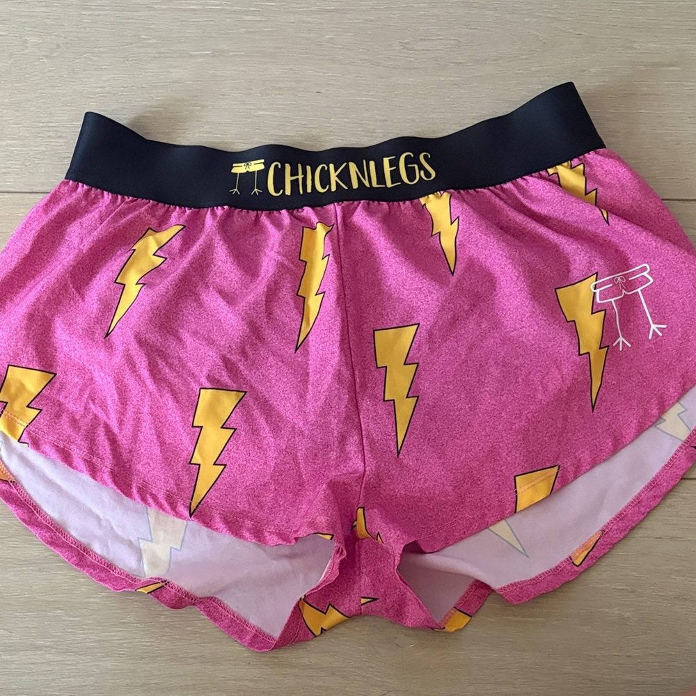 ChicknLegs Women's Athletic Shorts in Pink and Yellow